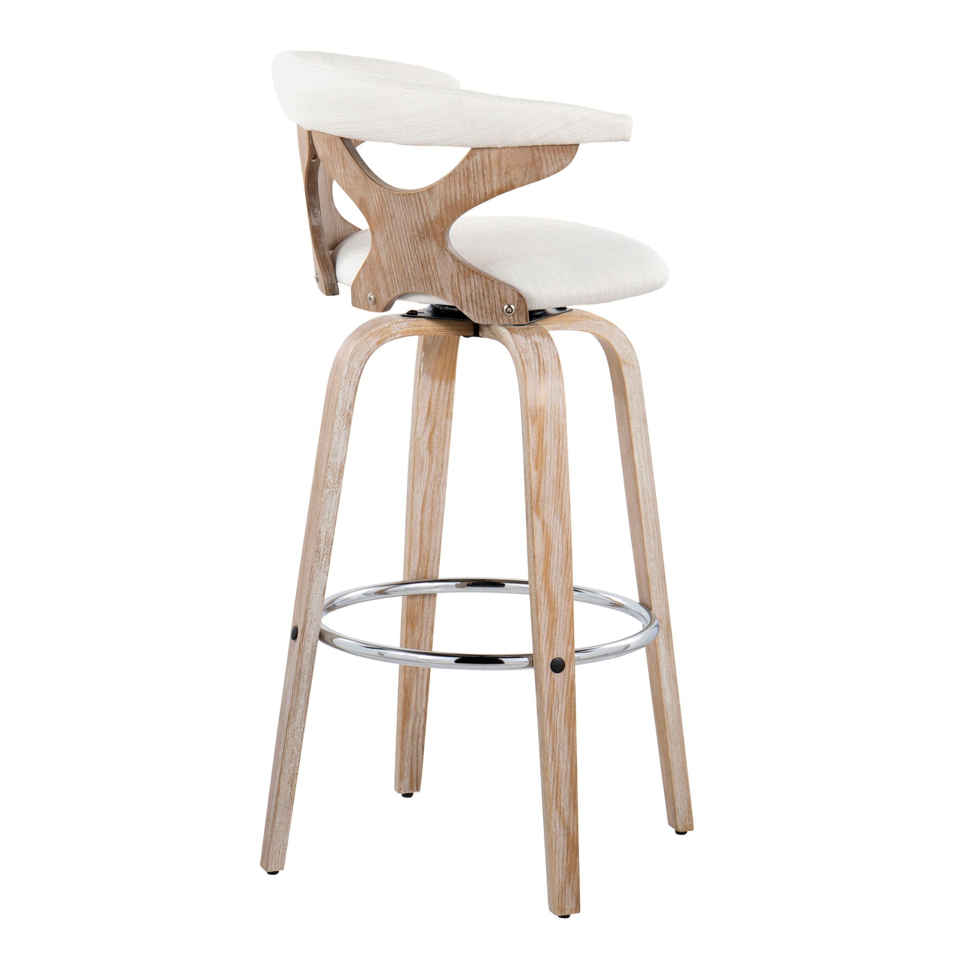 Gardenia - Contemporary Fixed Height Barstool With Swivel With Round Footrest (Set of 2) Lumi Source