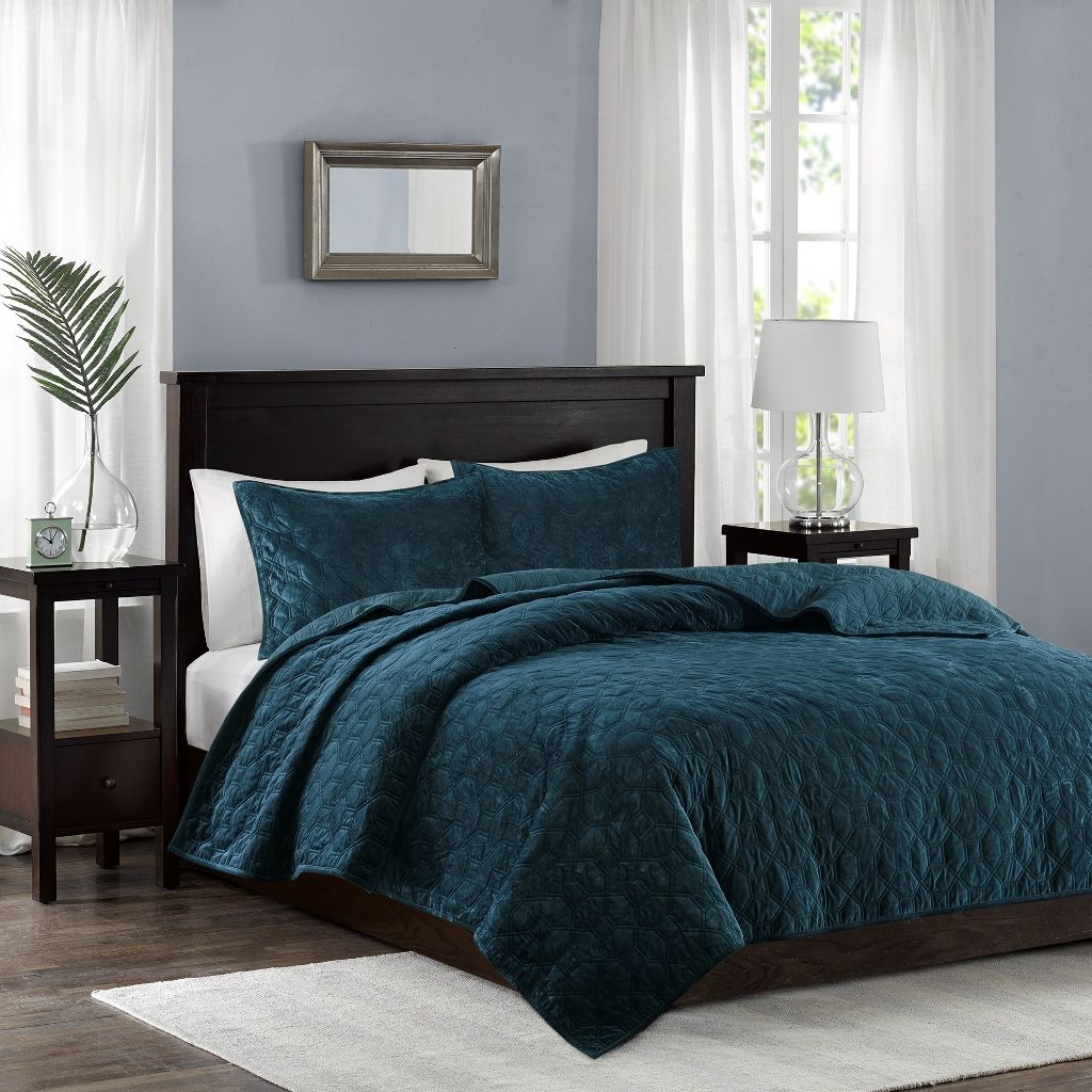 Harper - Reversible 3 Piece Coverlet Set - Teal