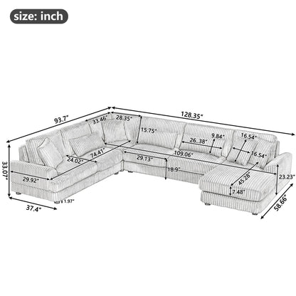 U - Sectional Sofa With Chaise Lounge, Oversized Living Room Couch Hearth and Haven