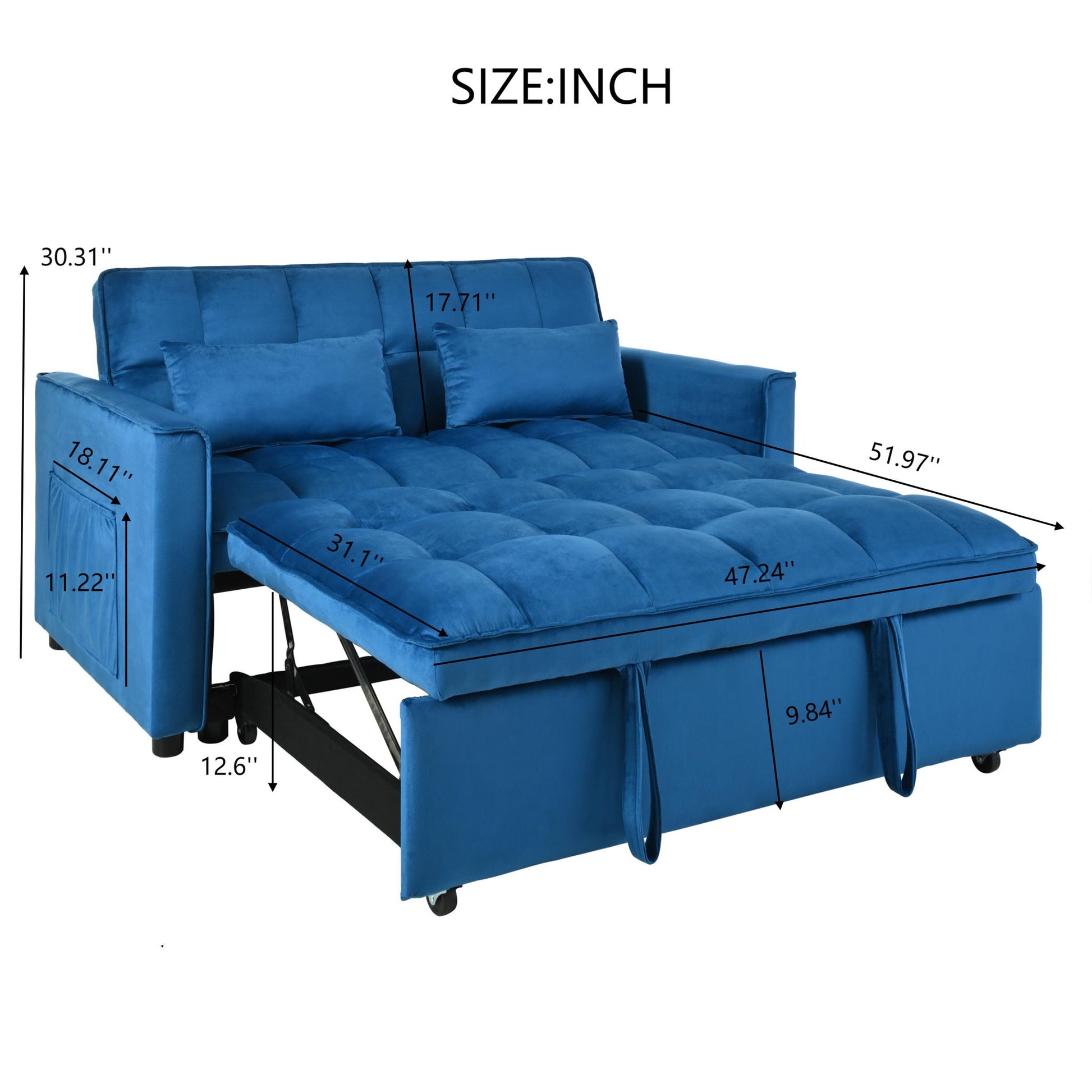 3 In 1 Pull Out Couch Convertible Sofa Bed With Reclining Backrest Home Essentials