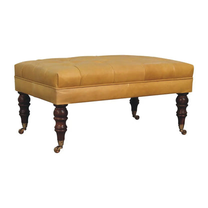 Buffalo - Leather Ottoman With Castor Legs Artisan Furniture