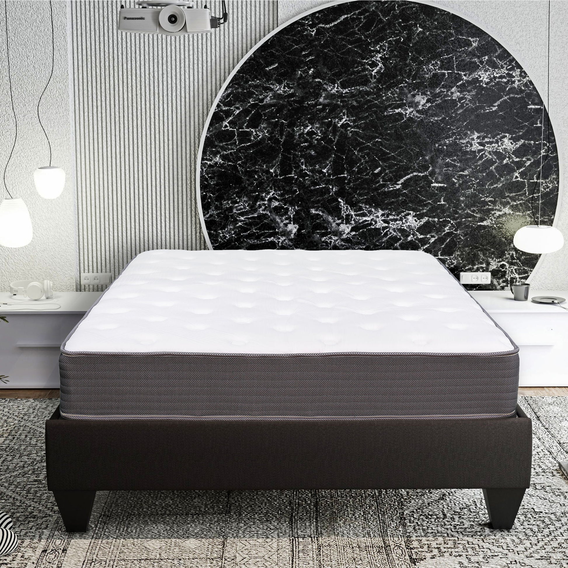8" Pocket Spring Hybrid Bed In A Box Mattress, Soft Gel Memory Foam - Gray / White - Full Daily Nest