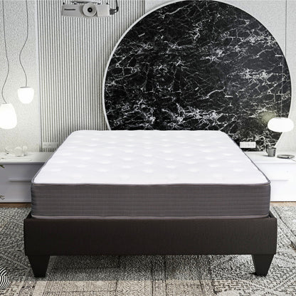8" Pocket Spring Hybrid Bed In A Box Mattress, Soft Gel Memory Foam - Gray / White - Full Daily Nest