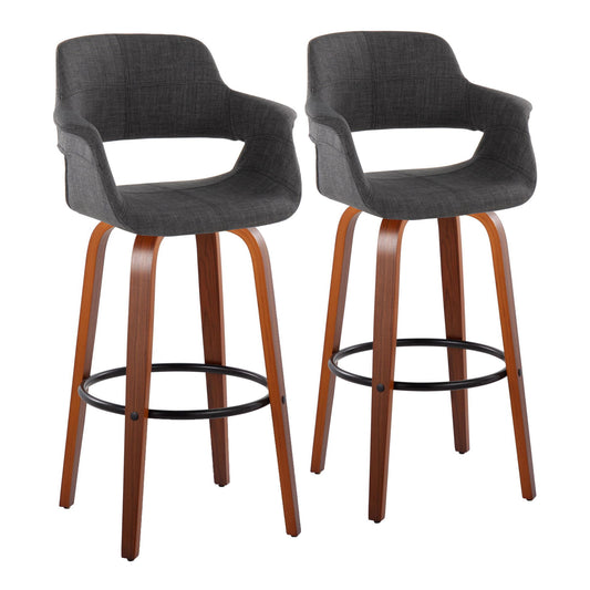 Vintage Flair - Mid Century Modern Fixed Height Barstool With Swivel With Round Footrest (Set of 2) Lumi Source
