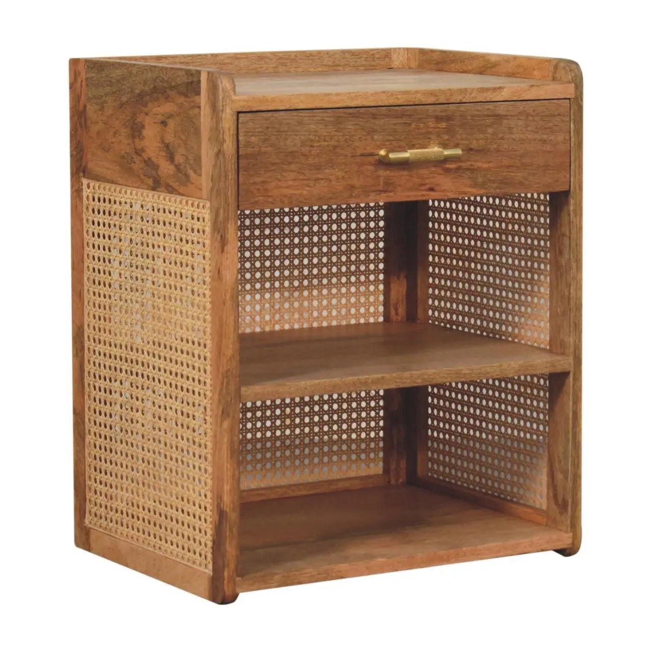 Larissa - T Bar Open Bedside Table - Oak Artisan Furniture