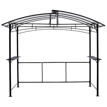 Grill Gazebo 8X5Ft, Outdoor Patio Canopy, Bbq Shelter With Steel Hardtop And Side Shelves - Black