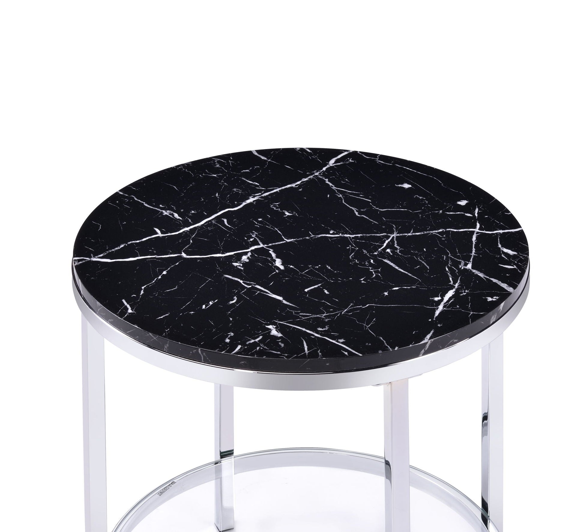 Virlana - Faux Marble Top End Table - Black / Chrome Acme