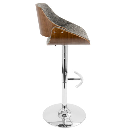 Fabrizzi - Mid Century Modern Adjustable Barstool With Swivel With Rounded T Footrest (Set of 3) Lumi Source