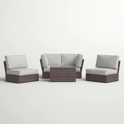 Comfortable Modern Patio Rattan Sectional Set With Cushions LSI Patio Furniture