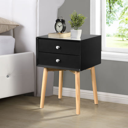 Side Table With 2 Drawer, Mid-Century Modern Storage Cabinet For Bedroom Home Essentials