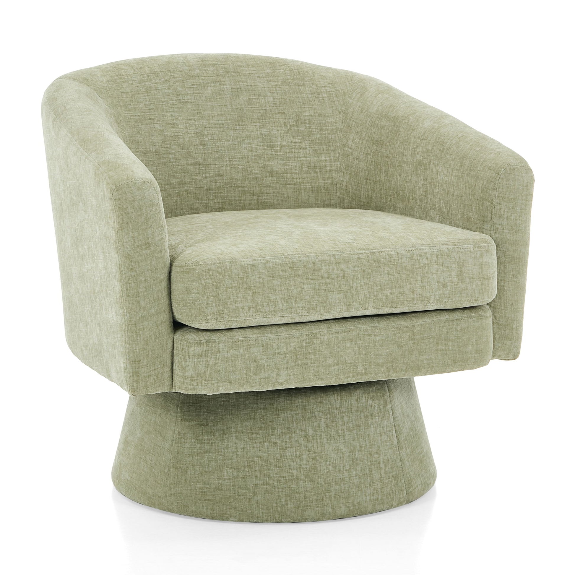 Swivel Barrel Chair With Cushioning For Living Room & Office, 360° Rotating - Green Noble House