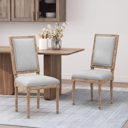 French Country Style Dining Chair With Upholstered Seating And Fluted Legs Noble House