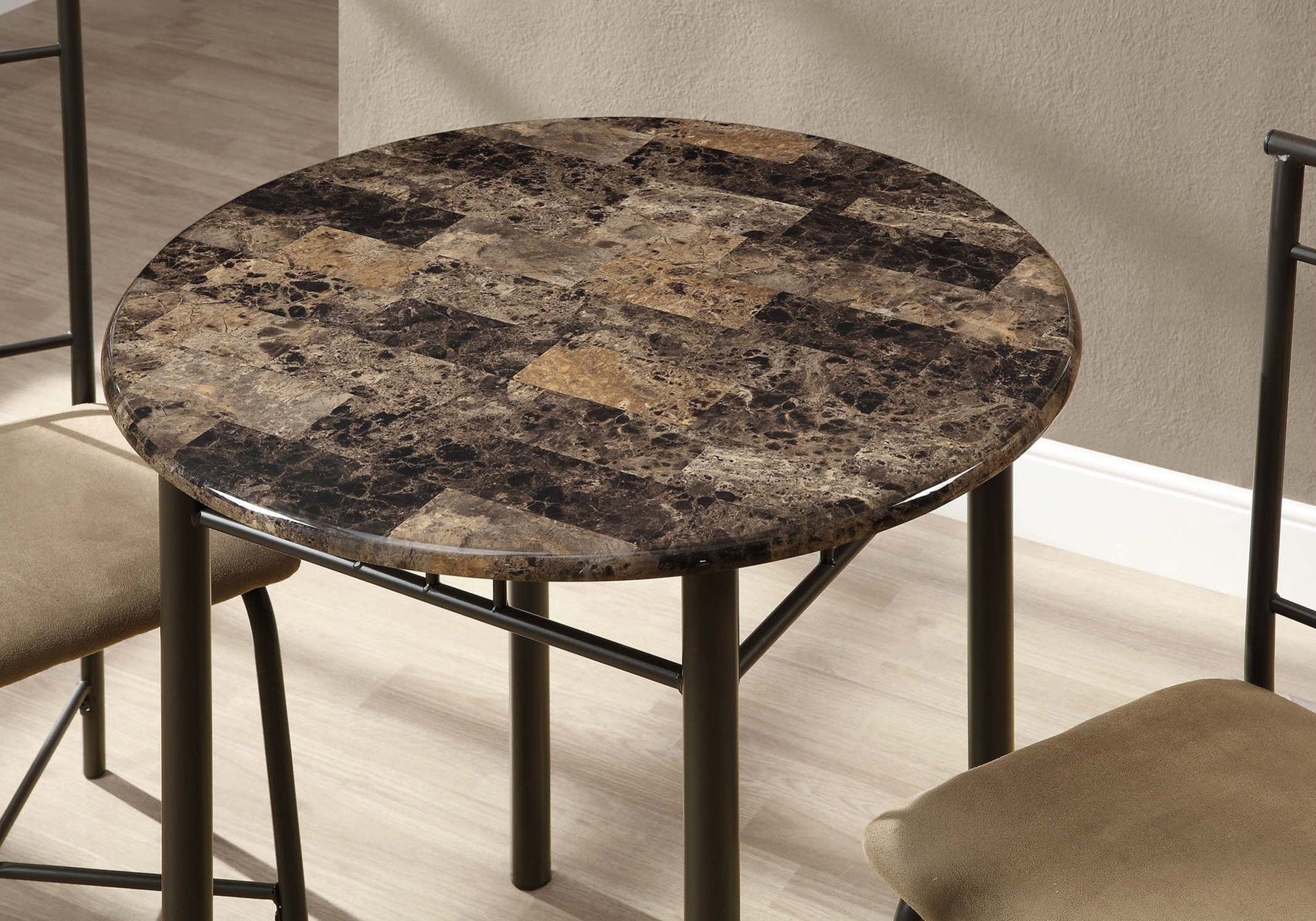 3 Pieces Dining Table Set, Small, Round, Contemporary & Modern 8th Street