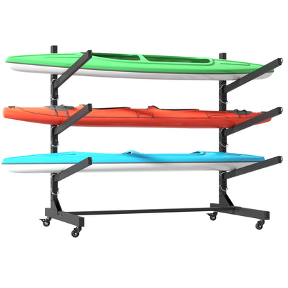 Freestanding Kayak Storage Rack With Lockable Wheels For Kayak, Canoe, Sup & Surfboard Daily Nest