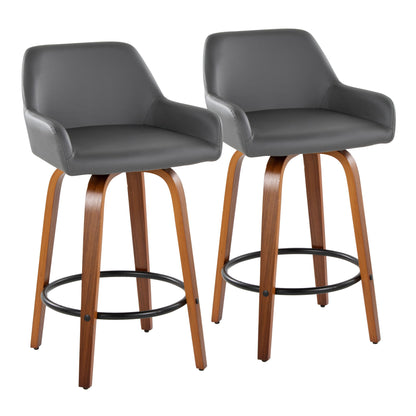 Daniella - Contemporary Fixed Height Counter Stool With Swivel With Round Footrest (Set of 2) Lumi Source