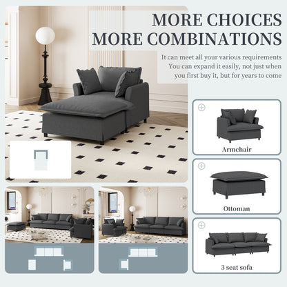 Oversized Chaise Lounge Indoor Single Sofa Bed With Wide Seat, Upholstered Lazy Sleeper Armchair With Movable Ottoman Reading Couch Set Luxe & Co.