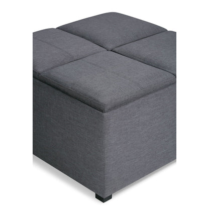 Avalon - Square Coffee Table, Storage Ottoman Simpli-Home