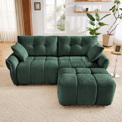 Sofa Set With Ottoman And Pillows, Textured, High Resilience Cushions Home Essentials