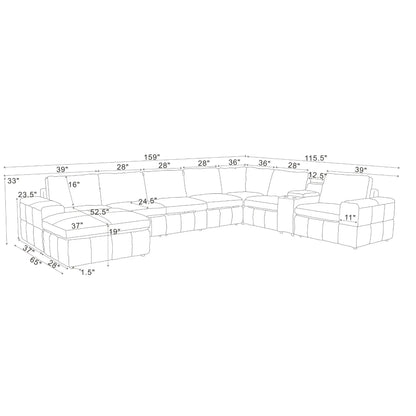 Modular Sectional With Large Square Arms, Custom Configuration Home Essentials