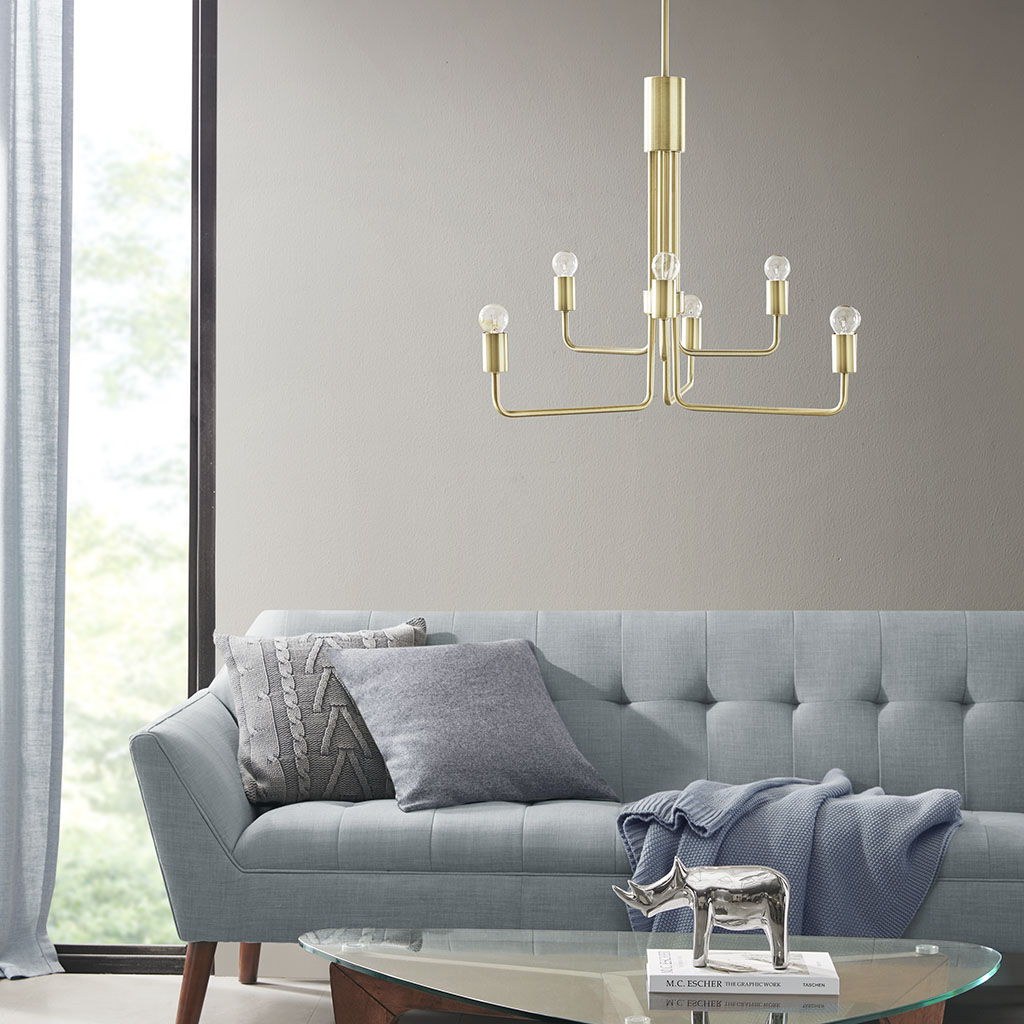 Milo - 6-Light Chandelier - Antique Brass