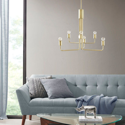 Milo - 6-Light Chandelier - Antique Brass