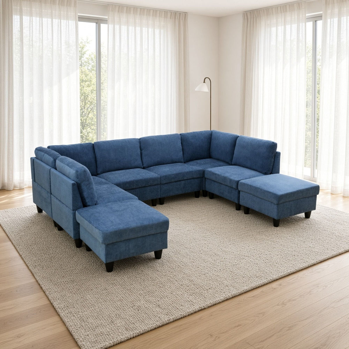 8 Piece Modular U - Shape Sectional Sofa Home Essentials