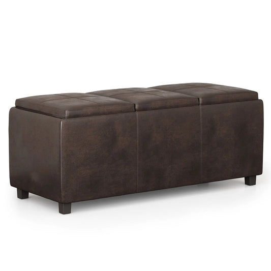 Avalon - Storage Ottoman - Distressed Brown Simpli-Home