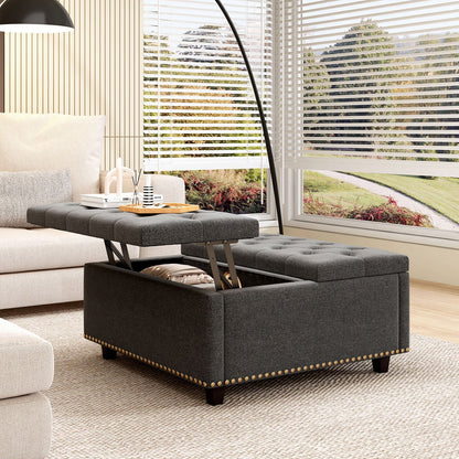 Large Square Storage Ottoman With 2 Storage Doors Home Essentials