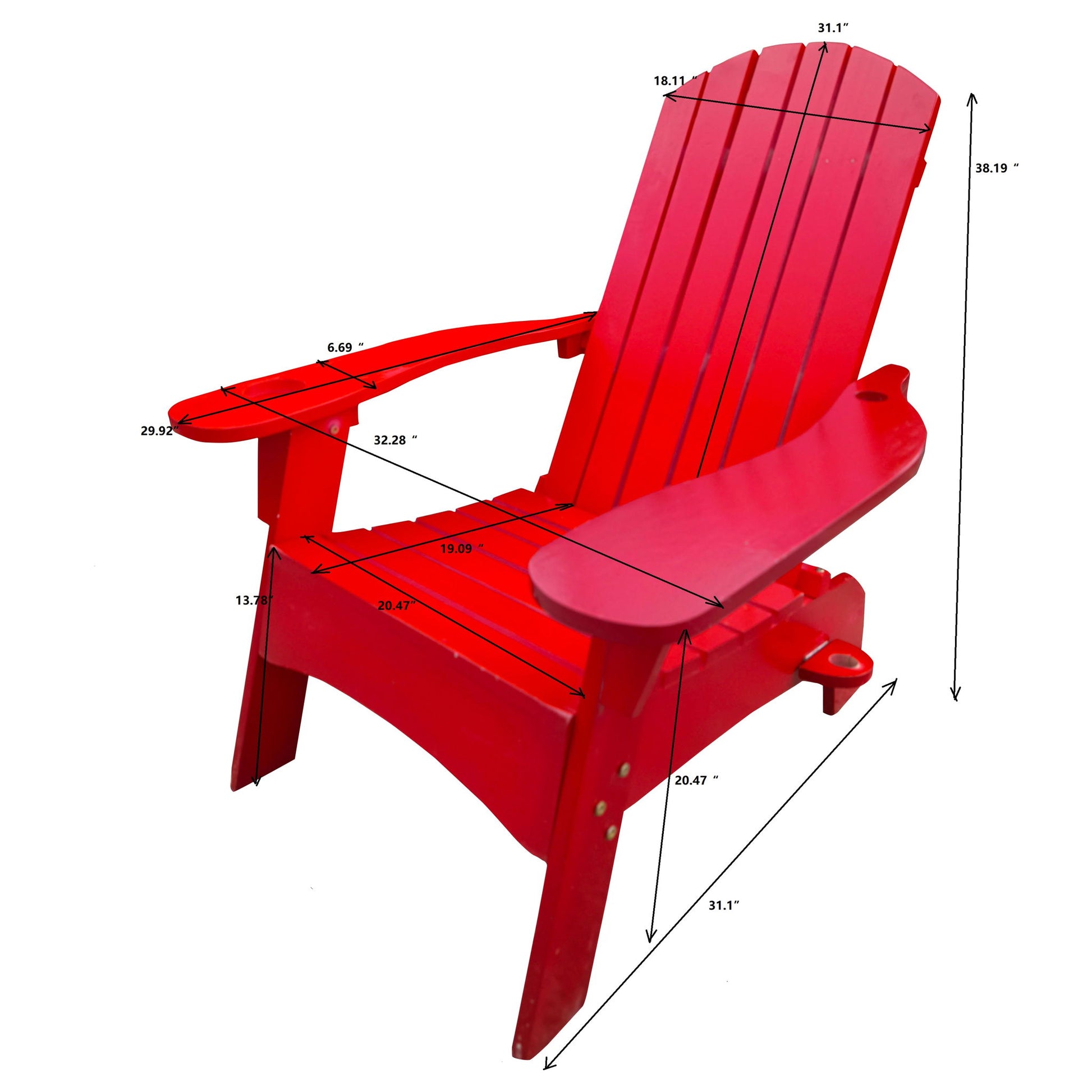 Outdoor Or Indoor Wood Adirondack Chair With An Hole To Hold Umbrella, On The Arm Home Essentials