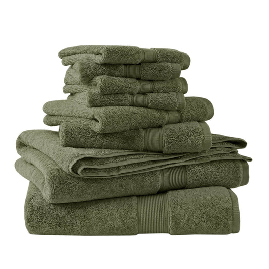 800GSM Ultra-Soft Absorbent Towel Set - Olive Green Madison Park Signature