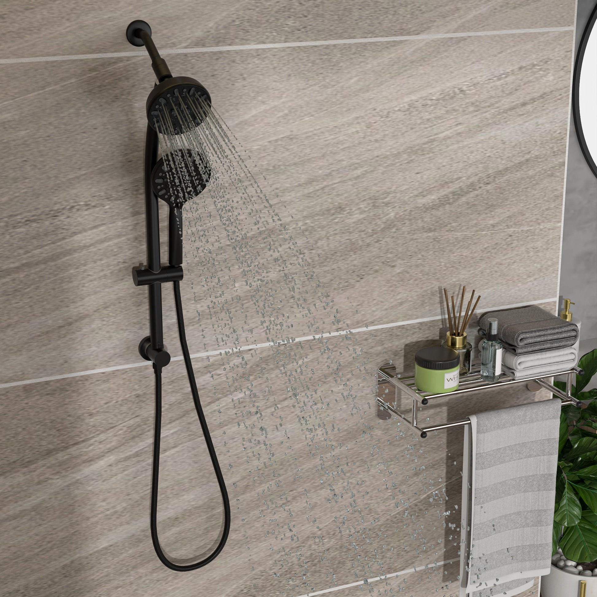 Multi Function Dual Shower Head Shower System With 4.7" Rain Showerhead, 7 Function Hand Shower, Adjustable Slide Bar Daily Nest
