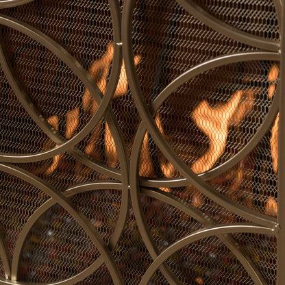 Thayer - Single Panel Iron Fireplace Screen With Geometric Design Noble House