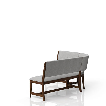 Curved Dining Bench Mid Century Modern Upholstered Curved Bench - Beige Bernards Furniture
