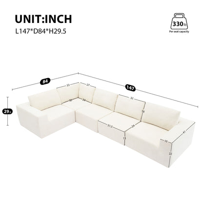 Modular Sectional With Wide Seat Free Combination L Shaped Couch Set Cloud Upholstered Minimalist Boneless Sofa Luxe & Co.