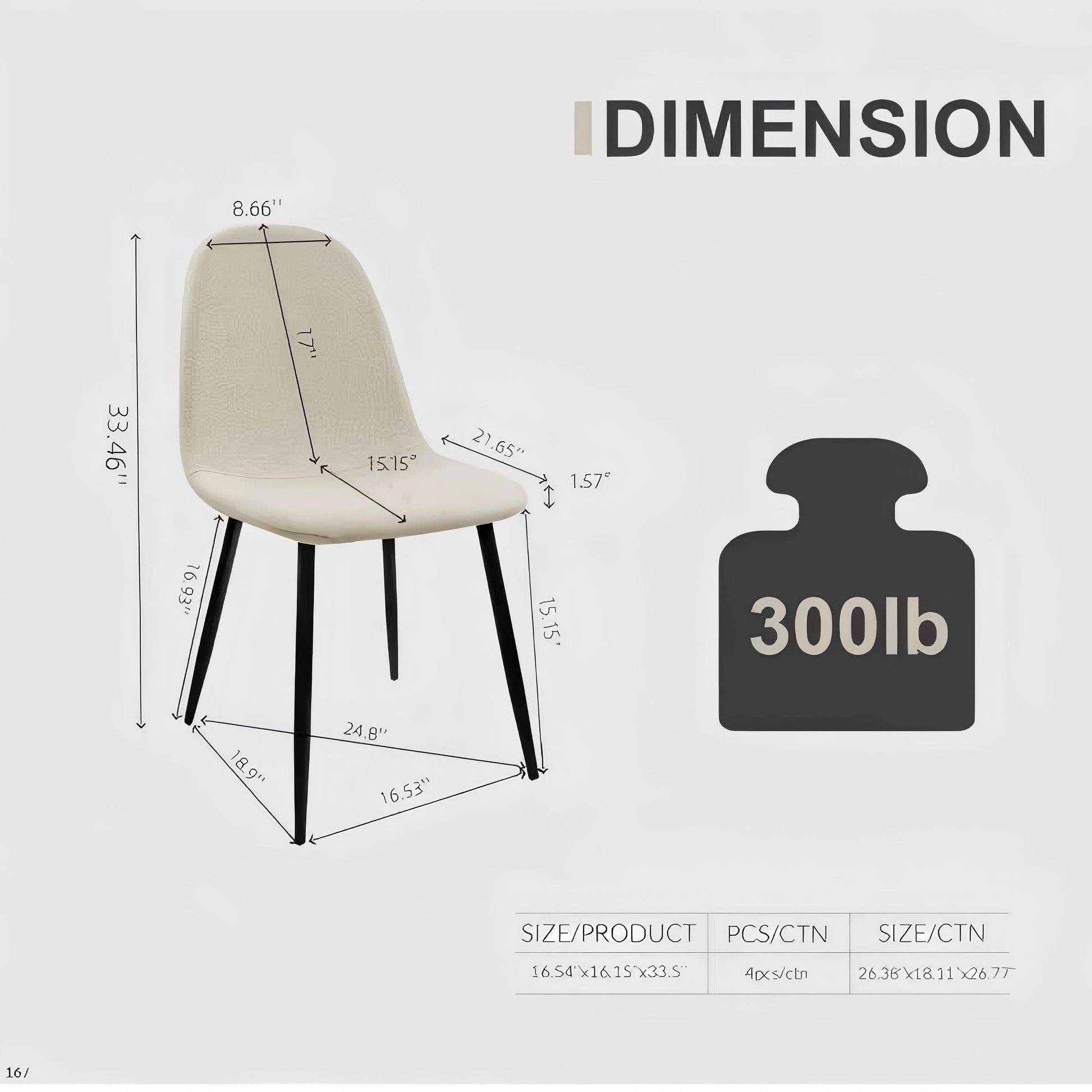 Modern Accent Dining Chairs Upholstered Seat, Metal Legs (Set of 4) Home Essentials
