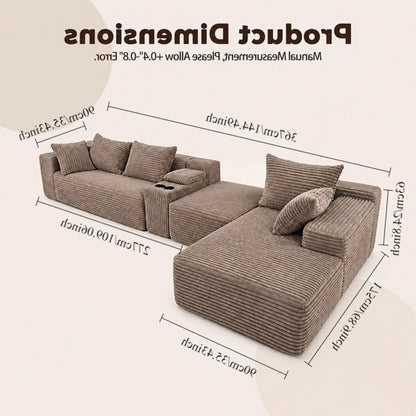 U-Shaped Modular Sofa With Cup Holders And Storage For Living Rooms - Coffee Home Essentials