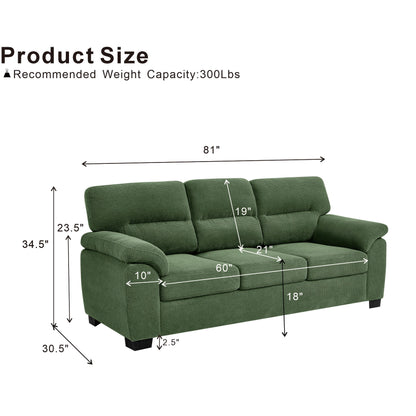 3 Seater Sofa With Padded Armrests And Triangular Leg Home Essentials