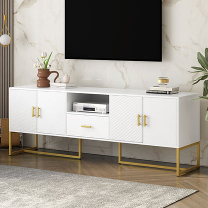 TV Cabinet With 1 Drawer, 2 Cabinets, Handles And Anti-Tip Device Hearth and Haven