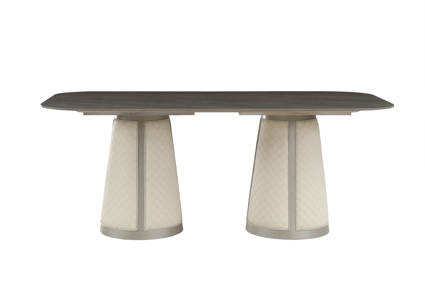Kasa - Sintered Stone Top Dining Table - Stone Gray / Champagne Acme