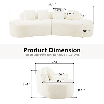 Modern Curved Sofa With Pillows Home Essentials