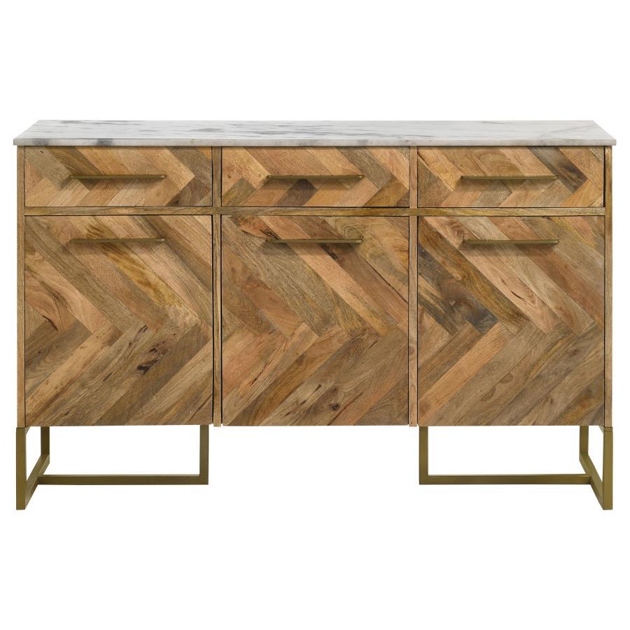 Keaton - Marble Top Herringbone Accent Cabinet CoasterElevations