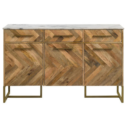 Keaton - Marble Top Herringbone Accent Cabinet CoasterElevations