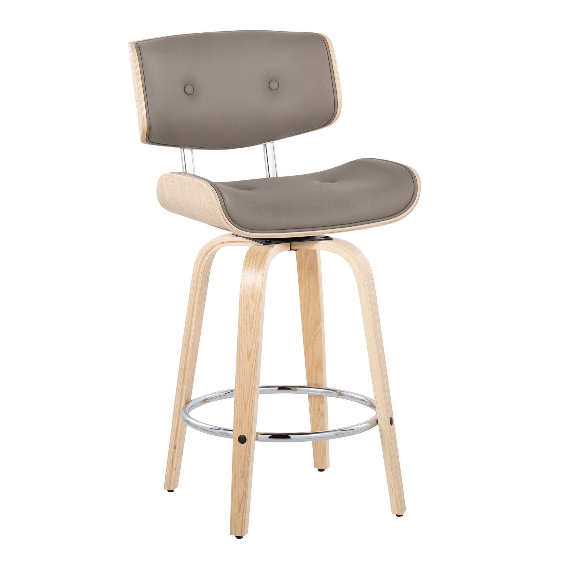 Lombardi - Mid Century Modern Fixed Height Counter Stool With Swivel With Round Footrest (Set of 2) Lumi Source
