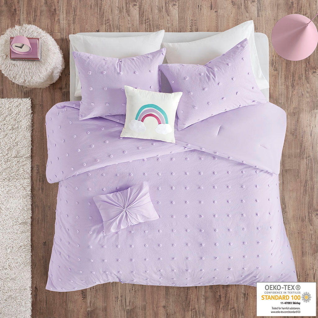 Callie - Pom Pom Comforter Set - Lavender