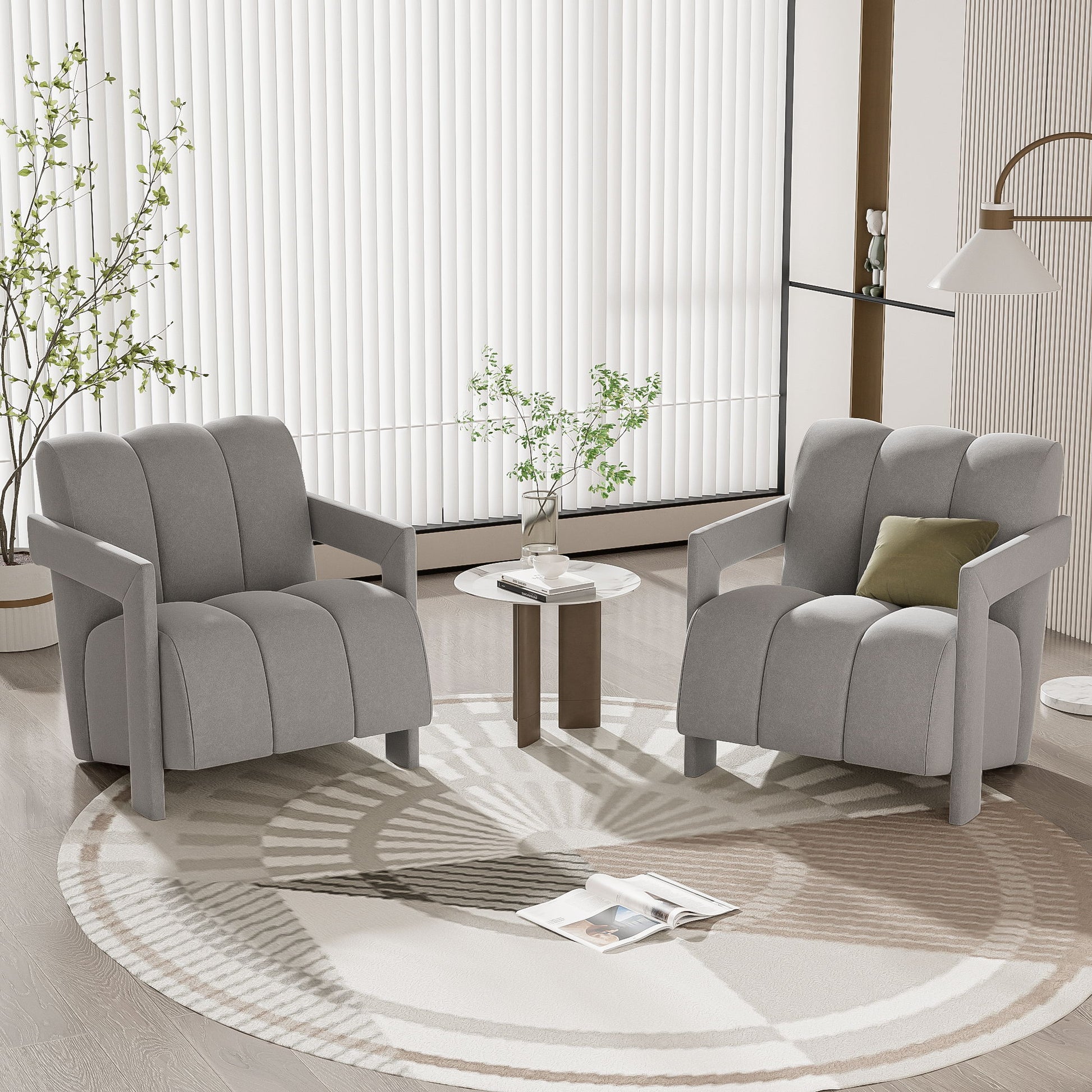 Modern Minimalist Leisure Armchair With L Shaped Armrests Hearth and Haven