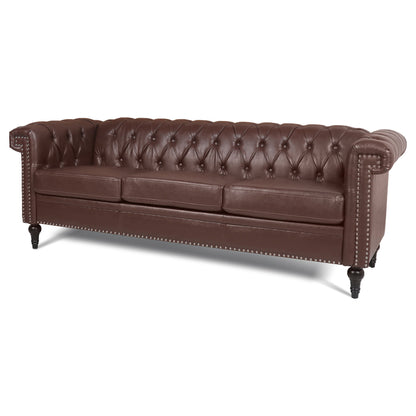 Traditional Square Arm Removable Cushion 3 Seater Sofa Home Essentials