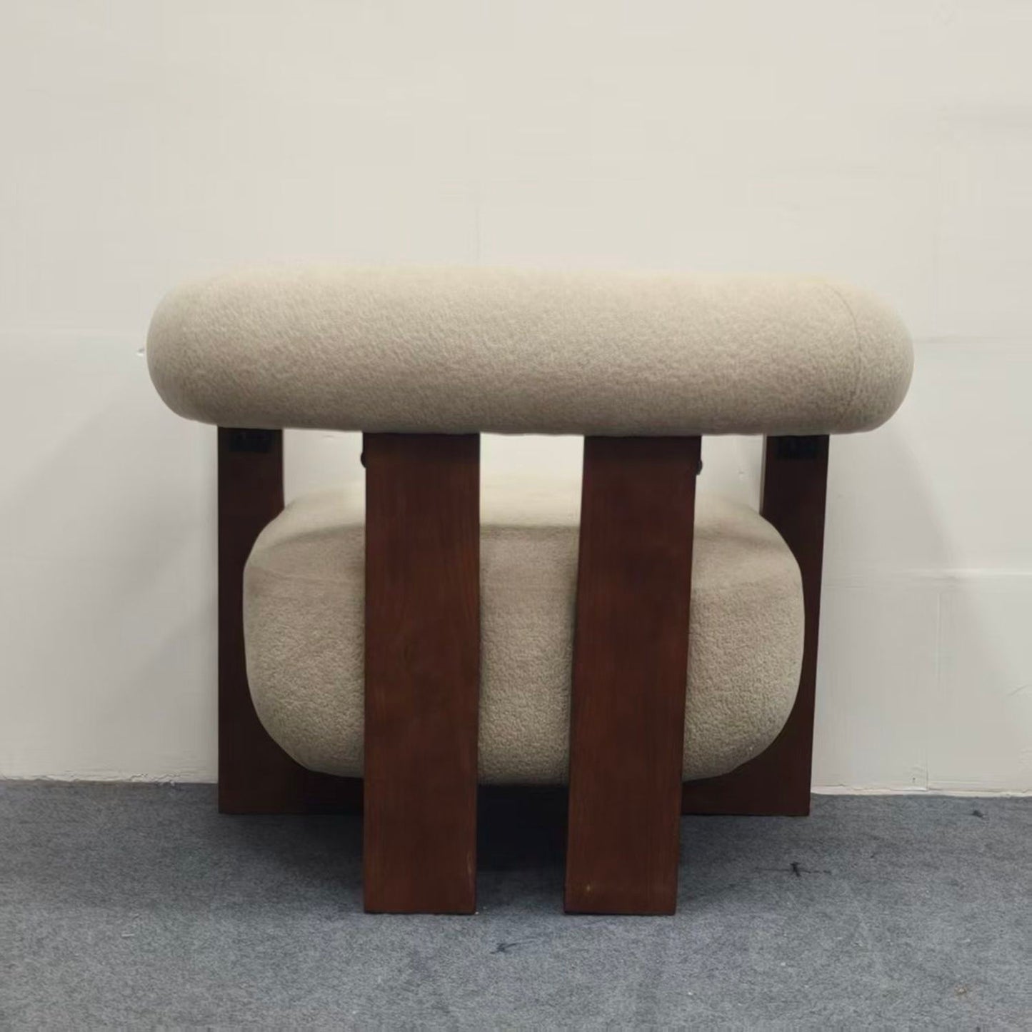 C - Shaped Chunky Arm Accent Chair - Beige / Brown Home Essentials