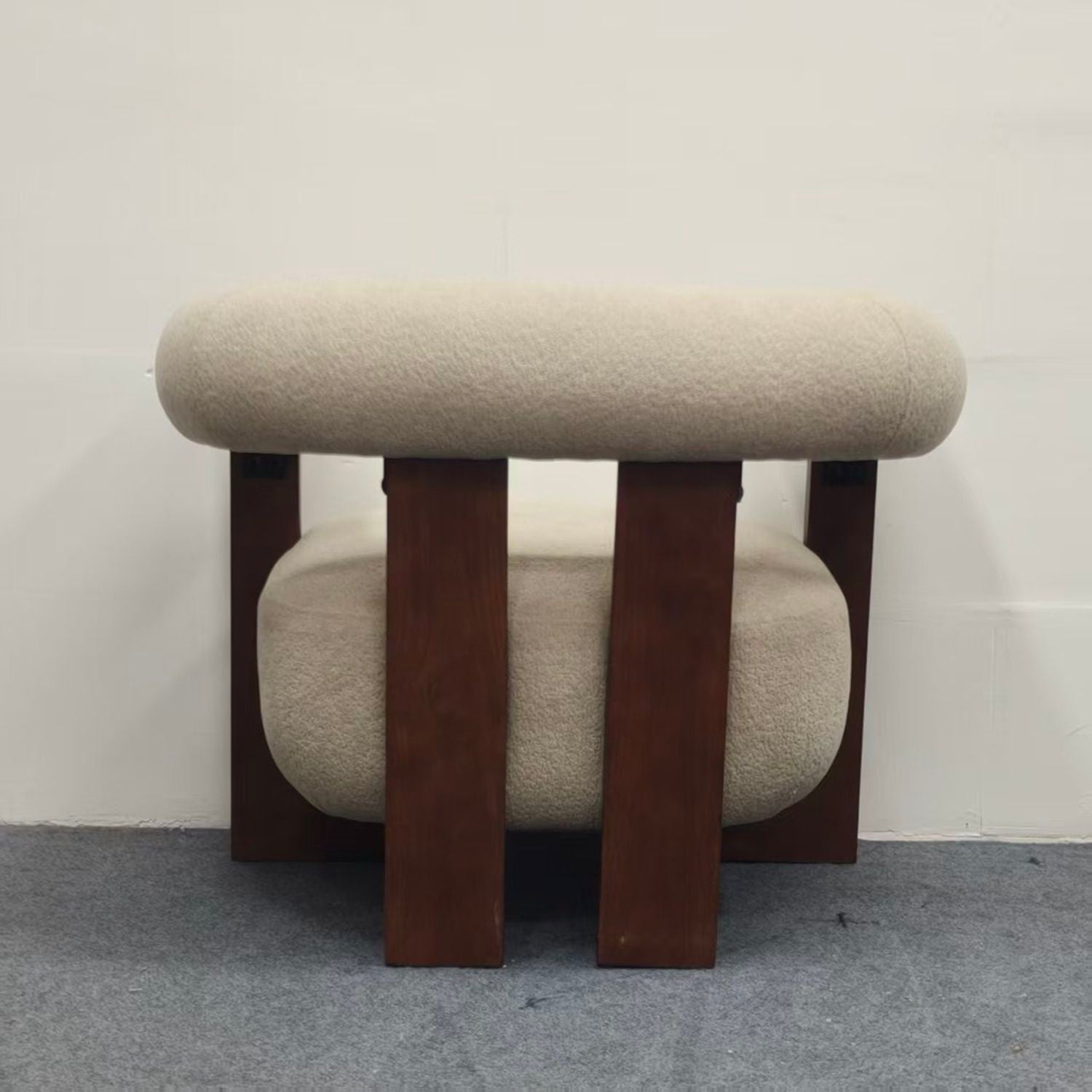 C - Shaped Chunky Arm Accent Chair - Beige / Brown Home Essentials