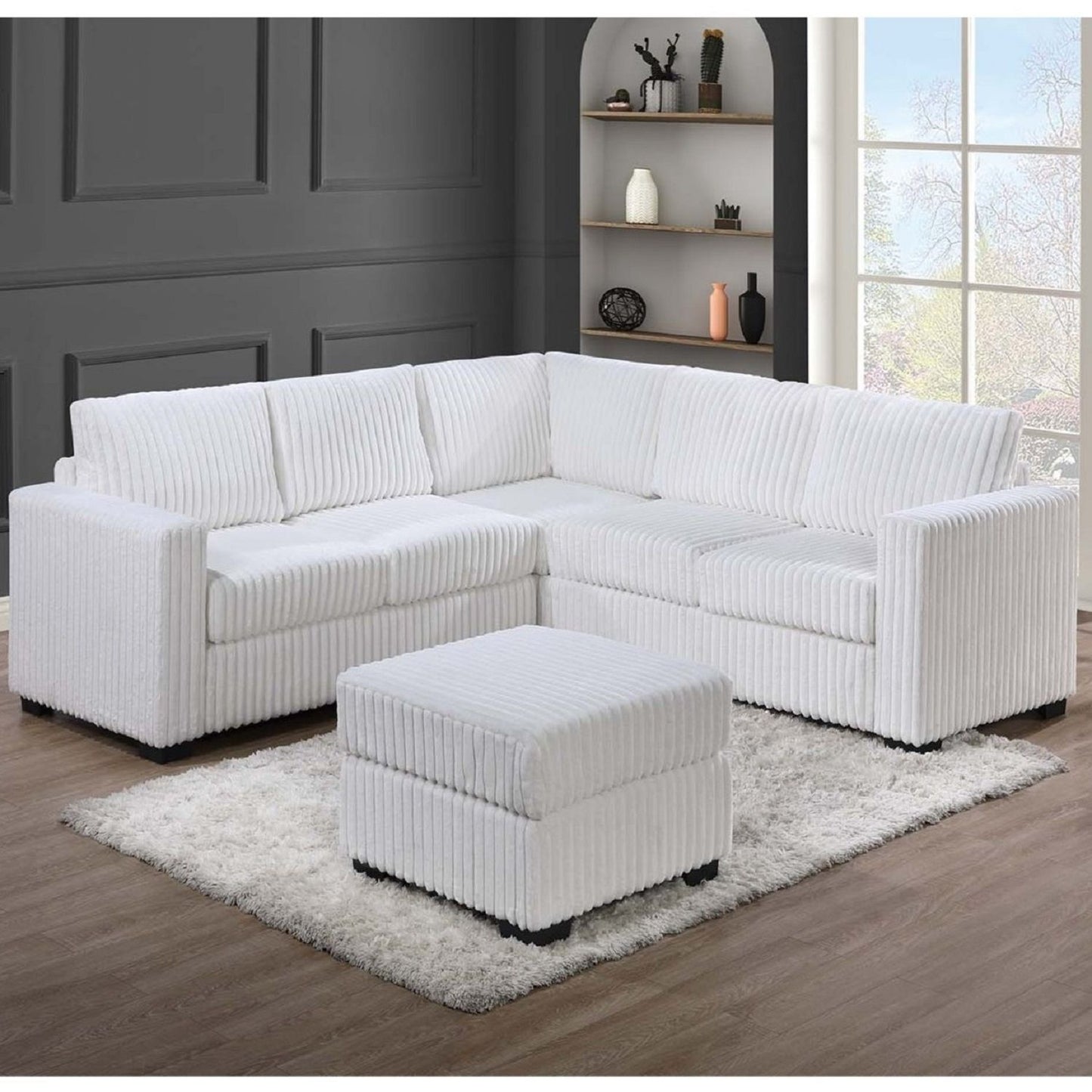 Contemporary Sectional Set With Ottoman Home Essentials