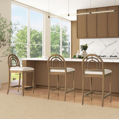 Leon - Arched Back & Upholstered Counter Stool (Set of 2) - Ivory White Jennifer Taylor Home